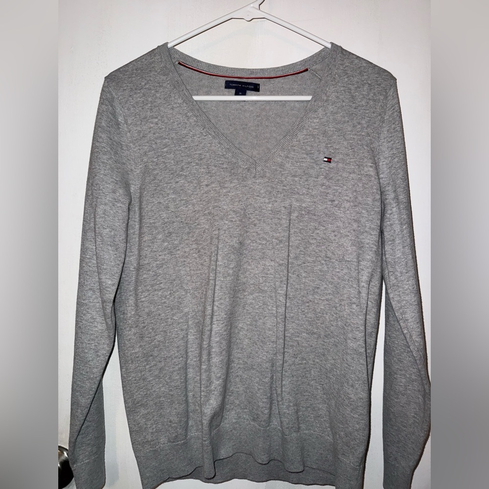 Tommy Hilfiger Light Gray V-Neck Pullover